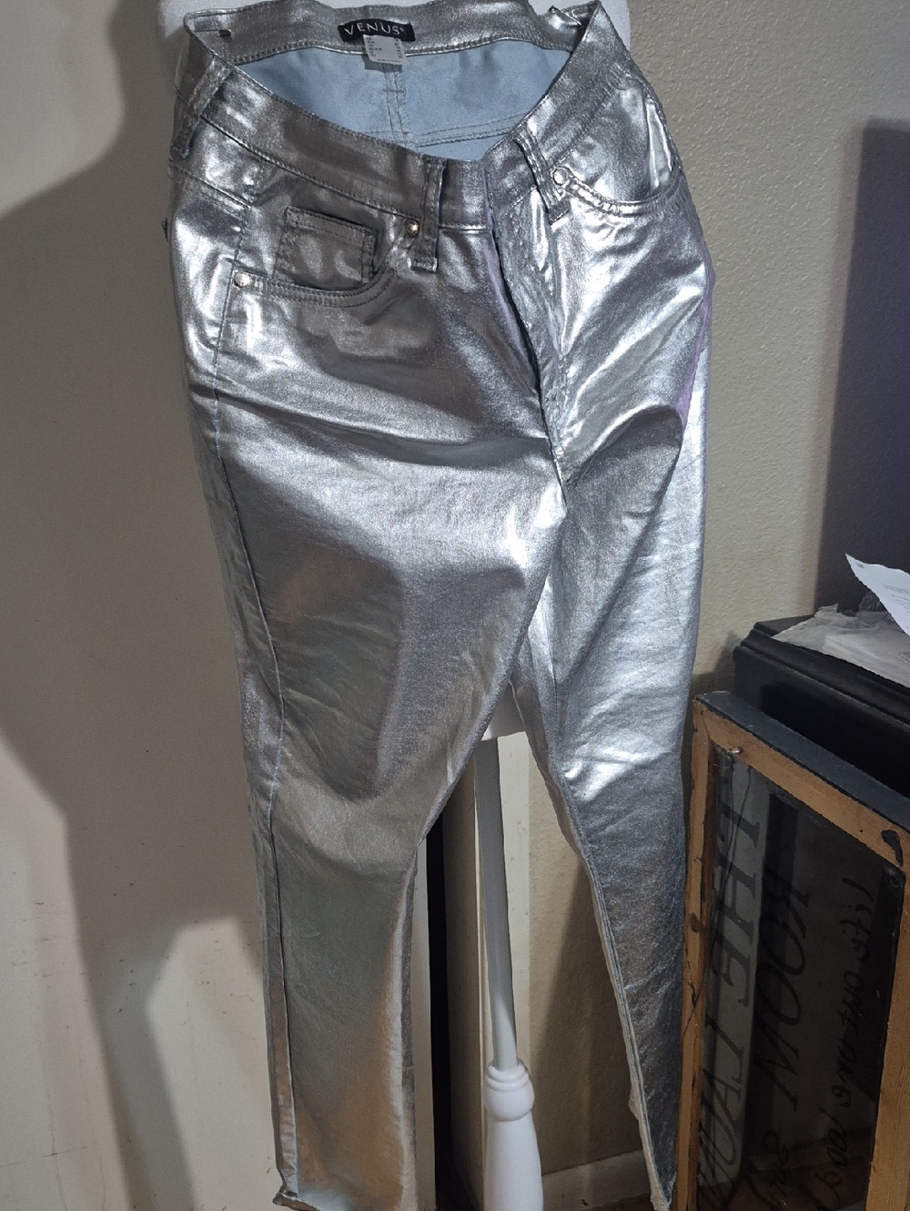 VENUS Metallic Silver Skinny Pants